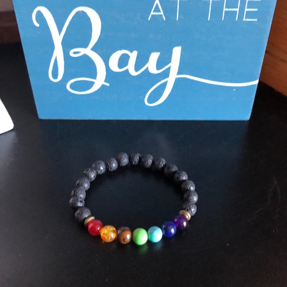 Jewelry - NWOT Chakra Lava Stone Stretch Bracelet